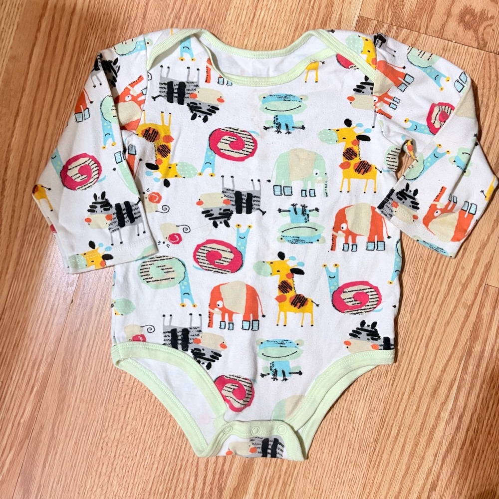 NWOT Long Sleeve Cotton Colorful Animal Print Kids One Piece